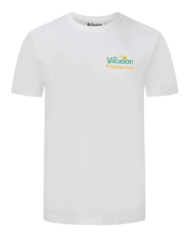 On Vacation T-Shirt mit On Vacation-Letterprint auf Rückenseite in Weiß