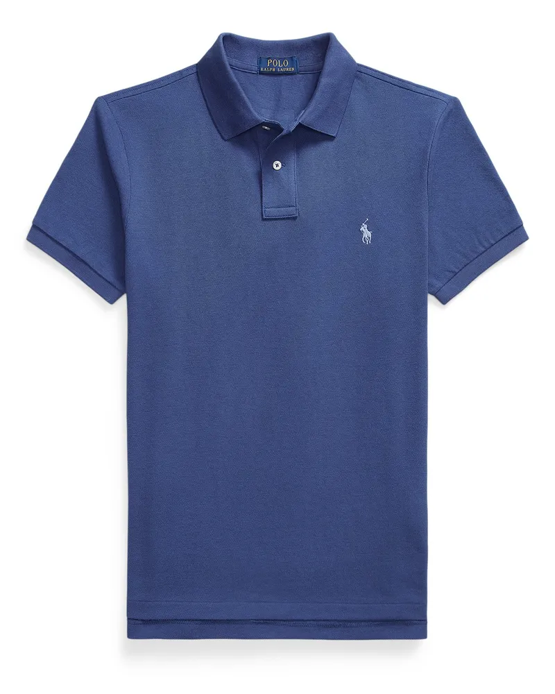 Ralph Lauren Piqué-Poloshirt aus Baumwolle mit Logo-Stickerei, Slim Fit in Mittelblau