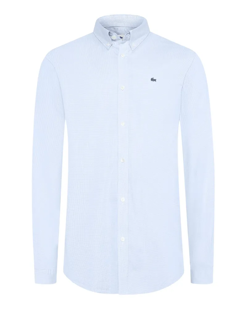 Lacoste Baumwollhemd mit Button-Down-Kragen und kleinem Krokodil-Aufnäher in Hellblau