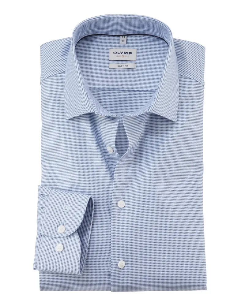 Olymp Level Five, Body Fit, Hemd mit Stretch und Strukur in Hellblau