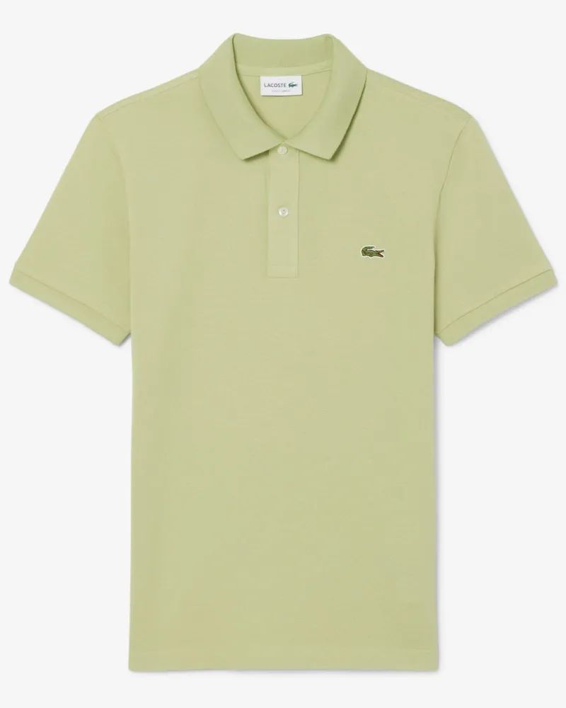 Lacoste Piqué-Poloshirt mit kleiner Krokodil-Stickerei, Slim Fit in Hellgrün