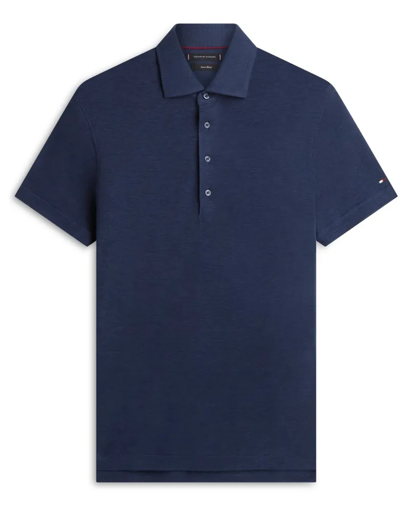 Tommy Hilfiger Poloshirt aus einem soften Leinen-Mix mit Struktur in Marine