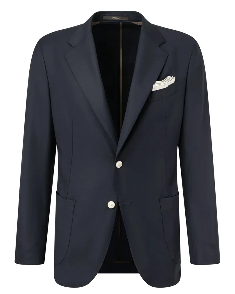 windsor. Ungefütterter Schurwoll-Blazer mit Schmuckknöpfen, Shaped Fit in Blau