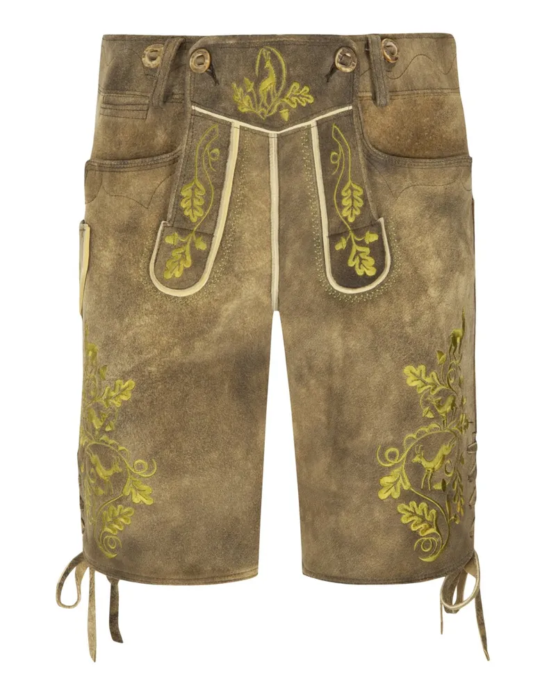 Meindl Nockerb. Lederhose aus Hirschleder in Hellbraun