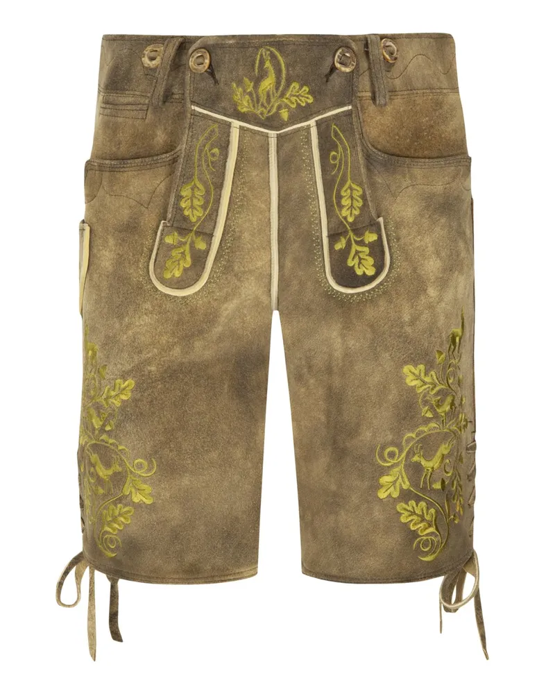 Meindl Nockerb. Lederhose aus Hirschleder in Hellbraun
