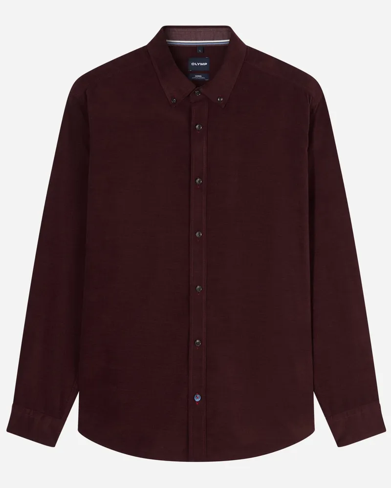Olymp Casual Feincord-Hemd aus Baumwolle, Regular Fit in Bordeaux
