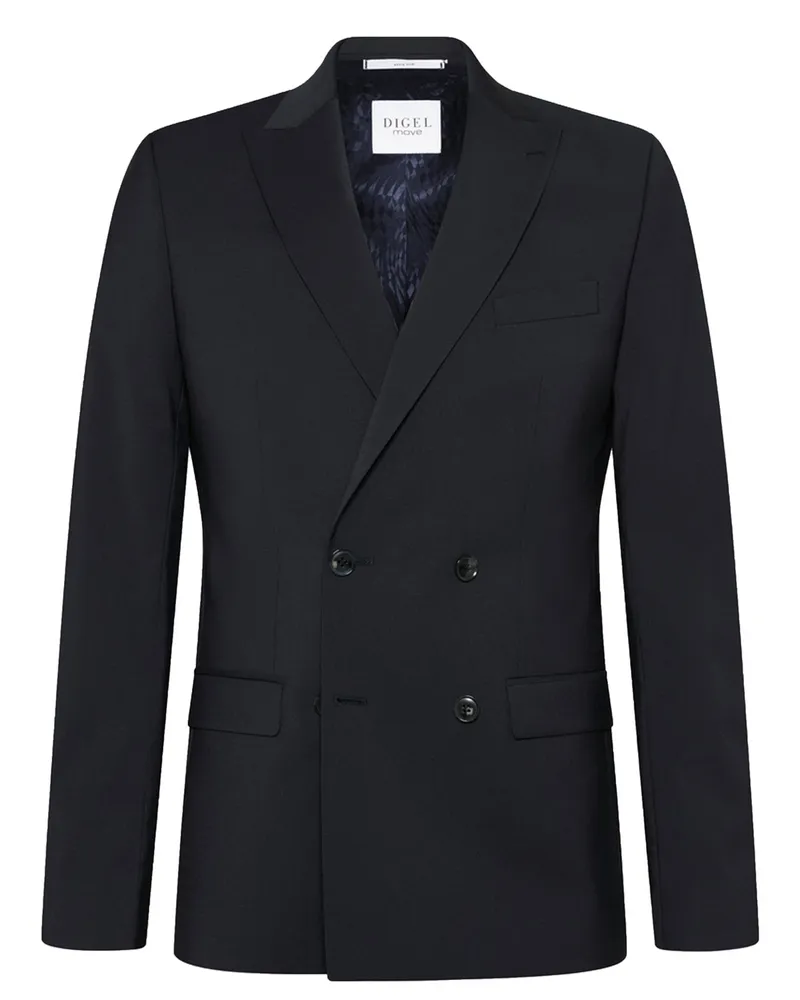 Digel Zweireiher Baukasten-Sakko Nick mit Stretchanteil, Extra Slim Fit in Marine