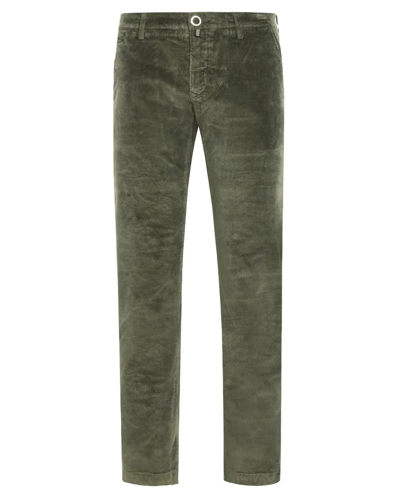 Jacob Cohën Cordhose mit Stretchanteil und Logo-Patch, Slim Fit in Oliv