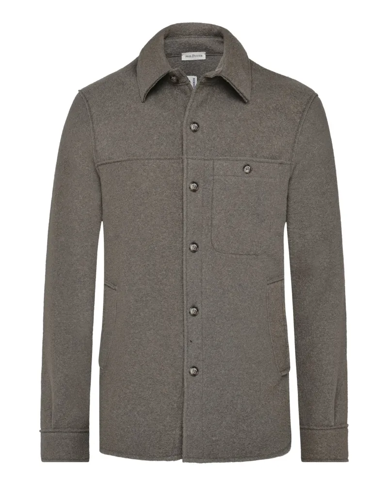 Phil Petter Overshirt aus gewalkter Wolle, Oversized in Braun