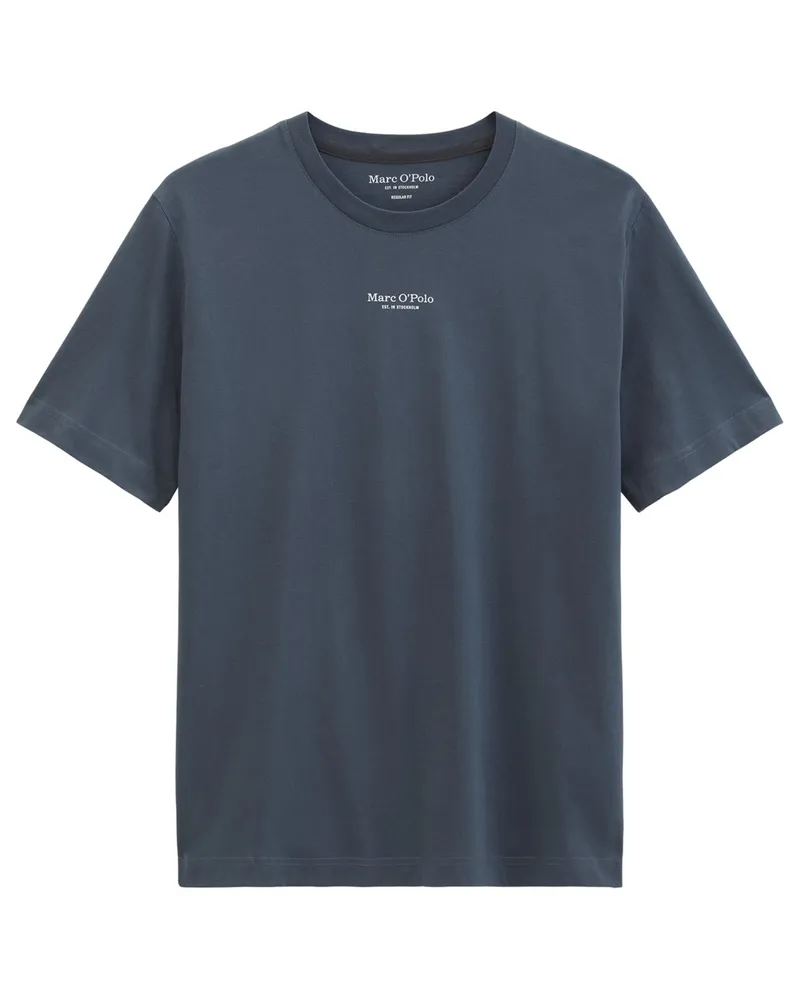 Marc O'Polo T-Shirt aus Bio-Baumwolle mit Label-Print, Regular Fit in Marine