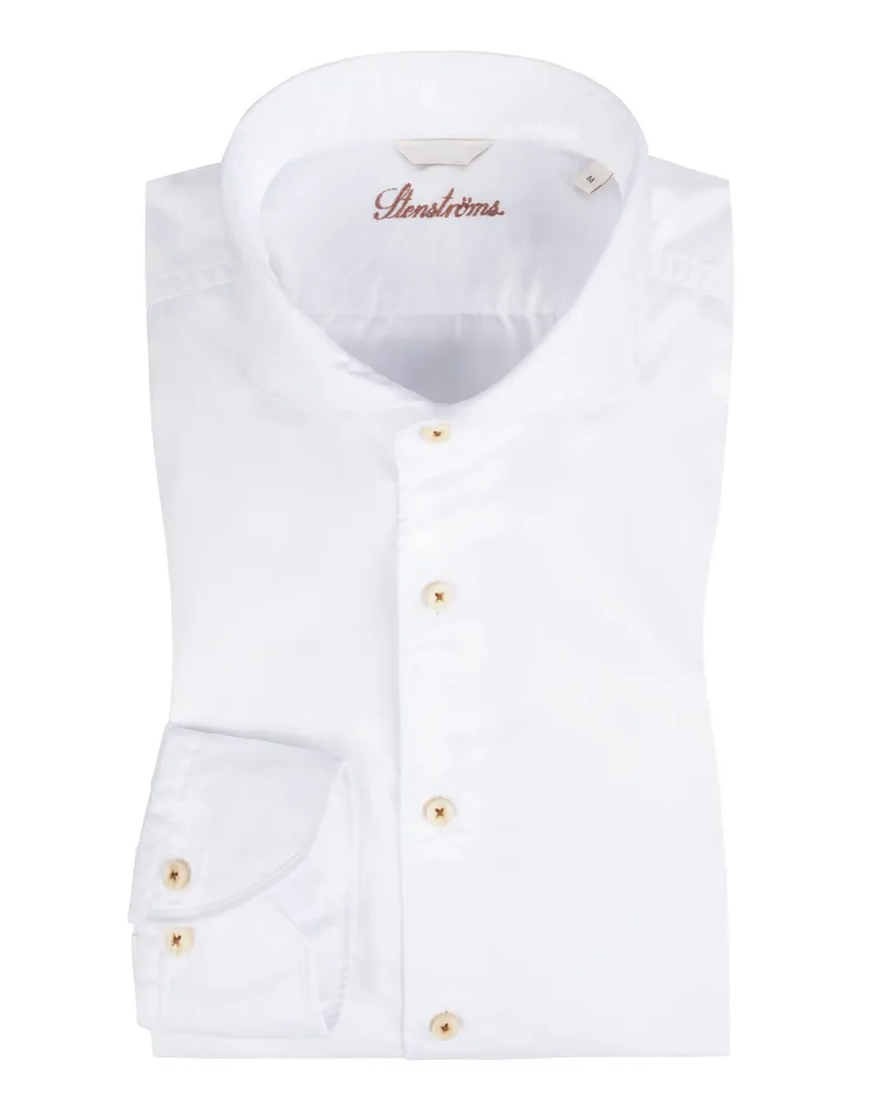 Stenströms Leichtes Baumwollhemd mit Haifischkragen, Regular in Weiß