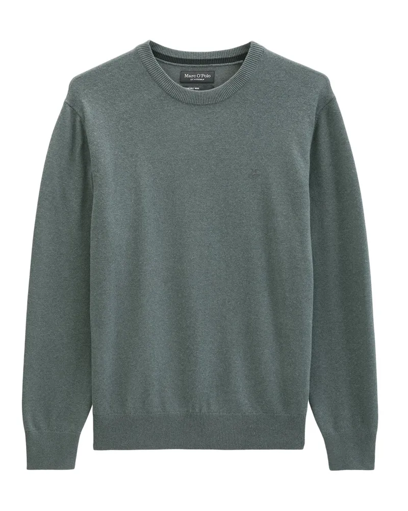 Marc O'Polo Leichter Glattstrick-Pullover aus einem Bio Baumwolle-Schurwollmix, Regular Fit in Petrol