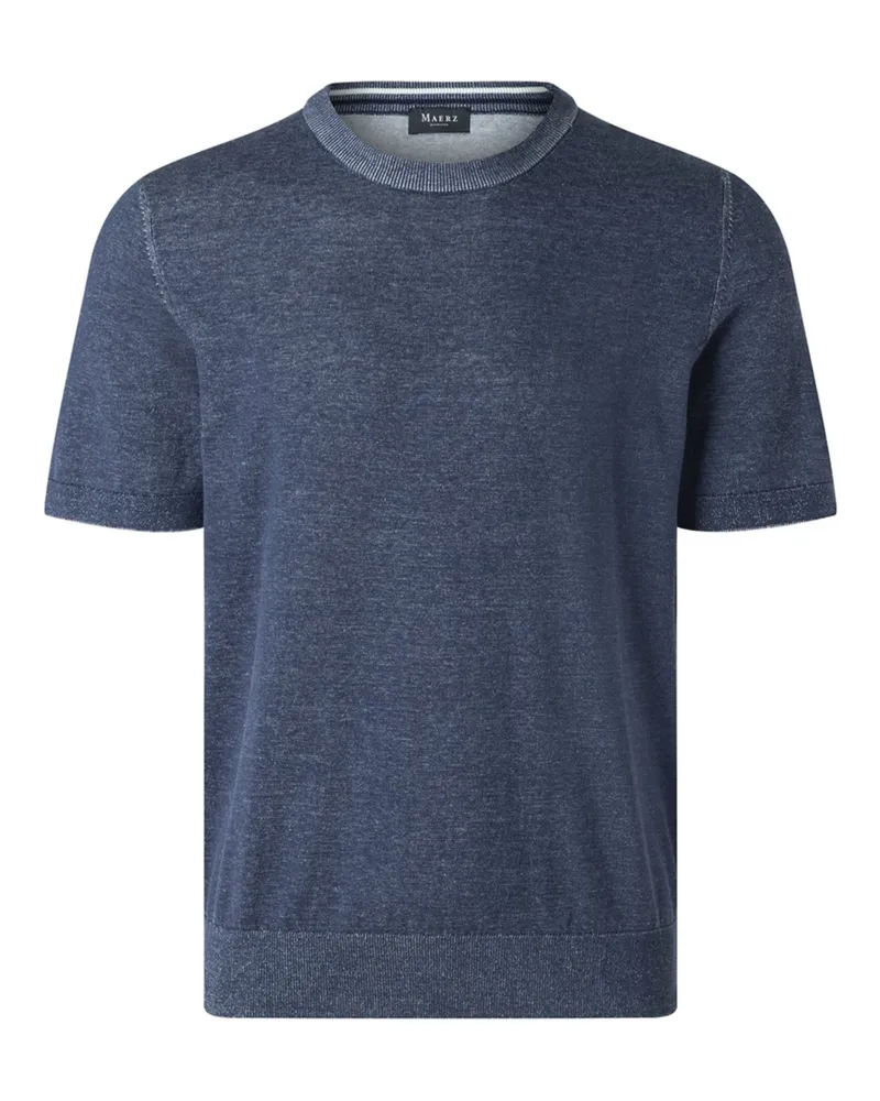 Maerz Softes T-Shirt aus einem atmungsaktiven Baumwollstrick in Marine
