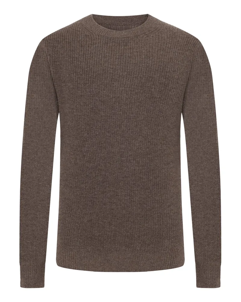 Tom Rusborg Softer Rundhalspullover aus einem Merinowolle-Kaschmir-Mix in Braun