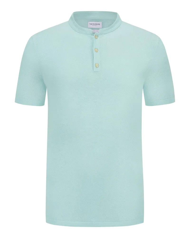 Tom Rusborg Feinstrickshirt mit Serafino-Kragen in Mint