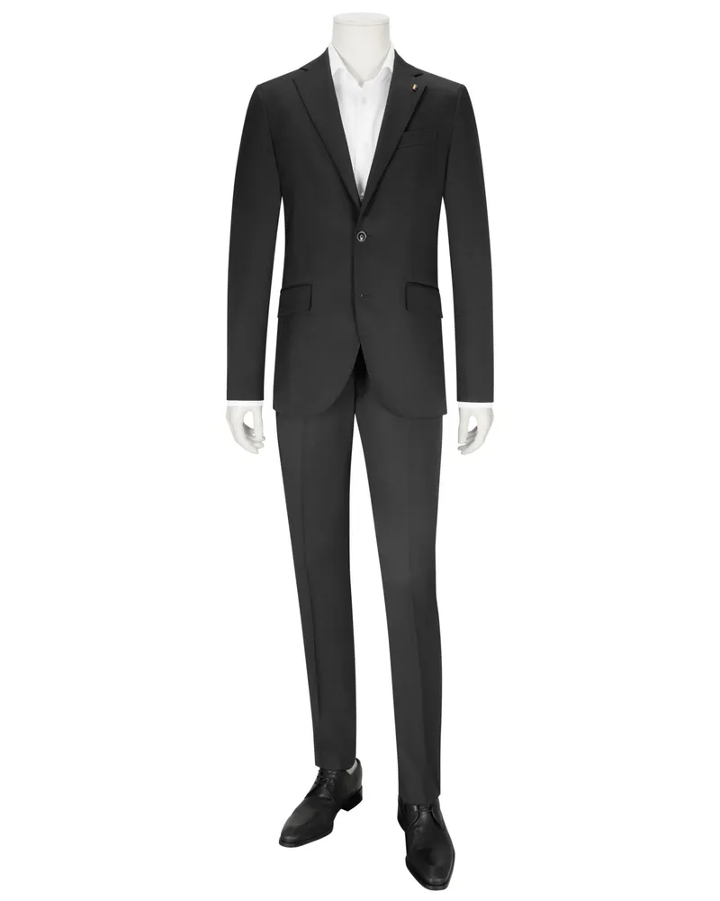 Sartoria Latorre Einreihiger Anzug aus Schurwolle mit fallendem Revers in Schwarz