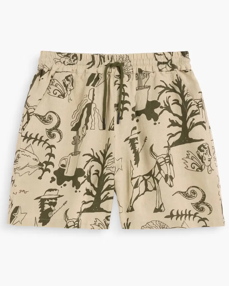 OAS Gemusterte Sommer-Shorts aus Leinen in Beige