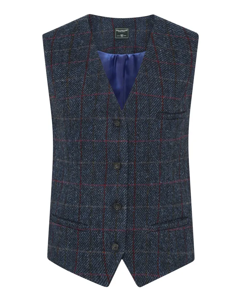 Wellington of Bilmore Einreihige Damen-Anzugweste Lea aus Harris Tweed in Blau