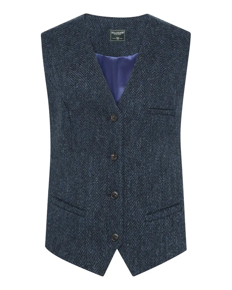 Wellington of Bilmore Einreihige Damen-Anzugweste Lea aus Harris Tweed in Blau