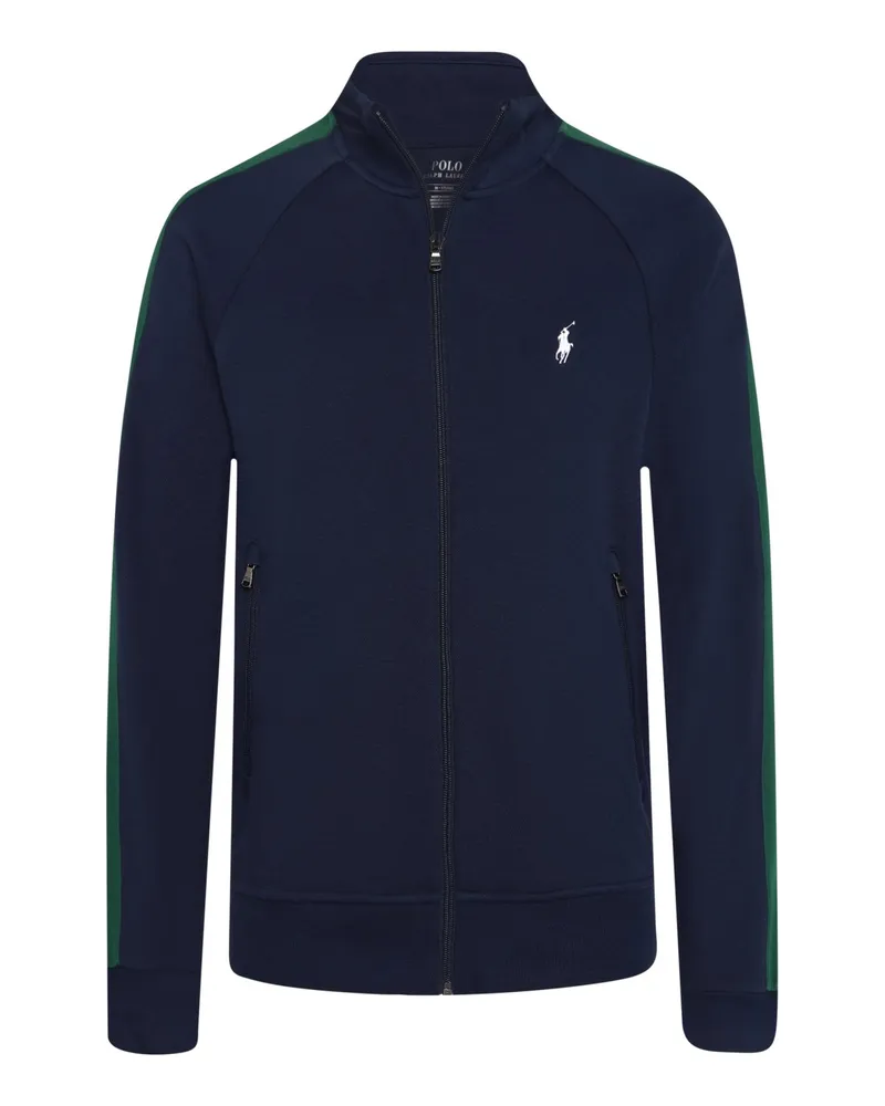Ralph Lauren Sweatjacke aus einem strukturierten Baumwoll-Mix mit Logo-Stickerei in Marine