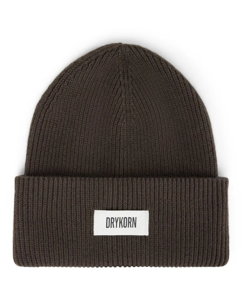 Drykorn Strickmütze aus einem soften Baumwollgemisch in Braun