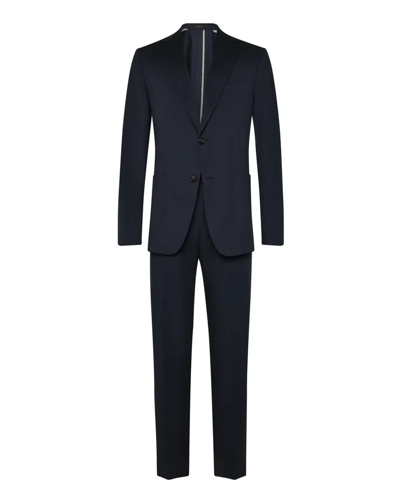 windsor. Einreihiger Anzug aus Baumwolle und Stretch, Shaped Fit in Marine