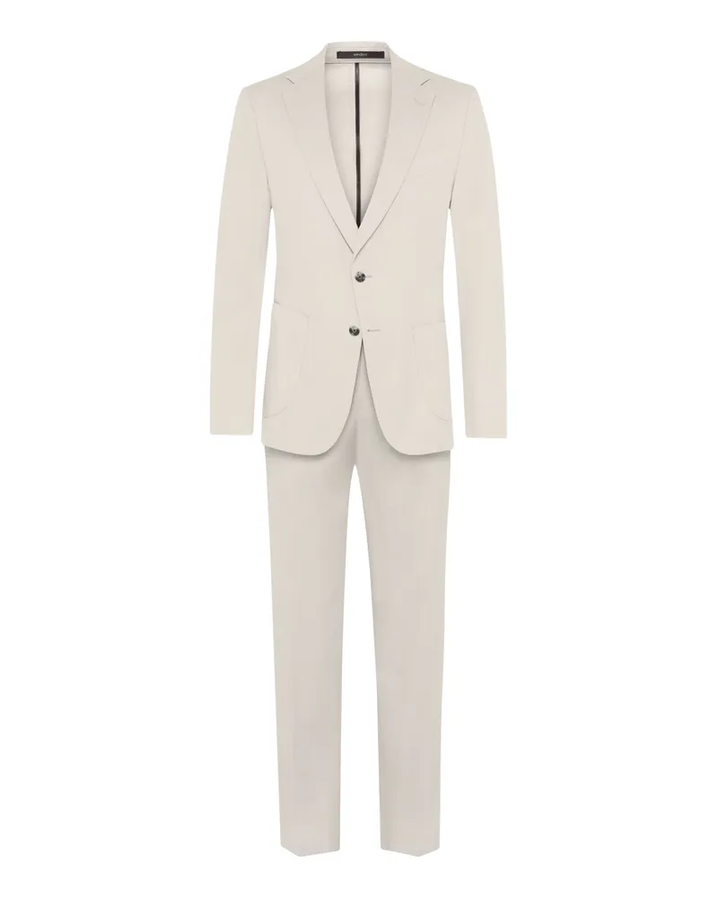 windsor. Einreihiger Anzug aus einem Baumwoll-Stretch mit Reverskragen in Sand