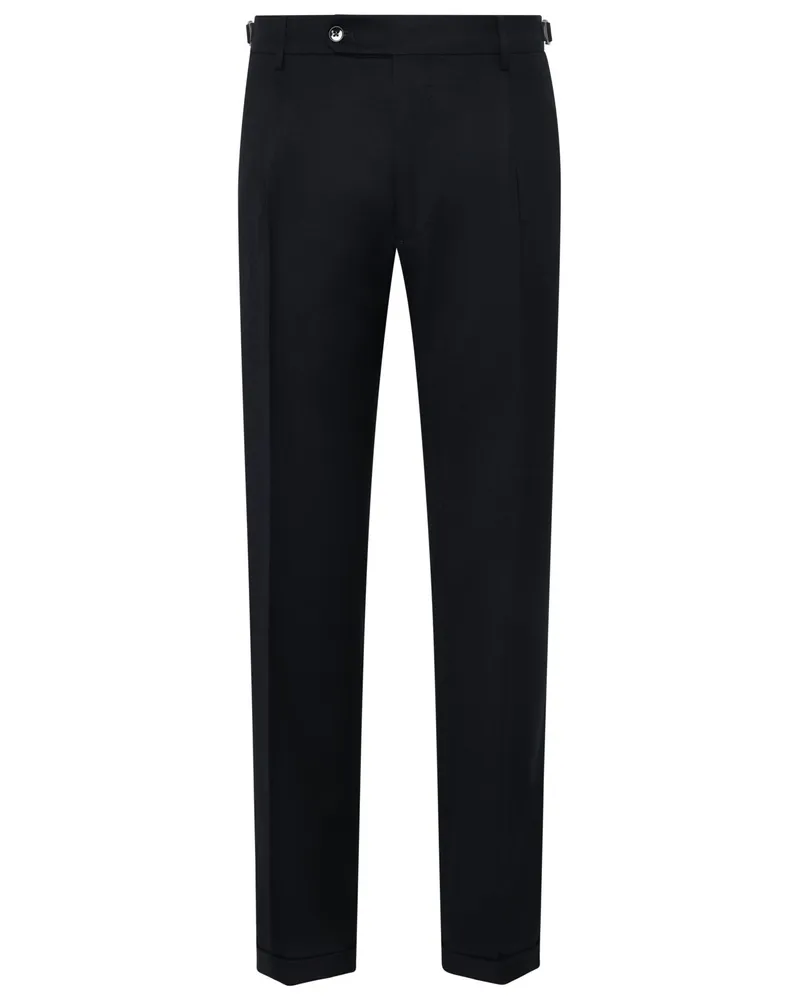 Berwich Softe Flanellhose aus Schurwolle mit Riegelverschluss in Marine