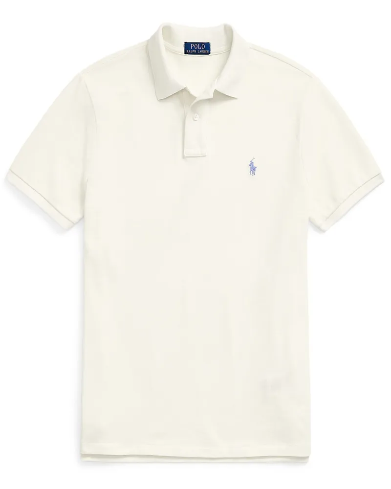 Ralph Lauren Piqué-Poloshirt mit Logo-Stickerei, Custom Slim Fit in Offwhite