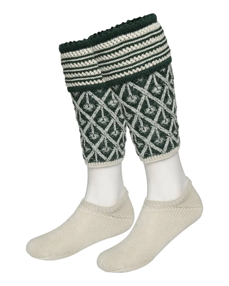 Gottseidank Set aus traditionellen Sneakersocken und zweifarbigem Strick-Loferl in Grün