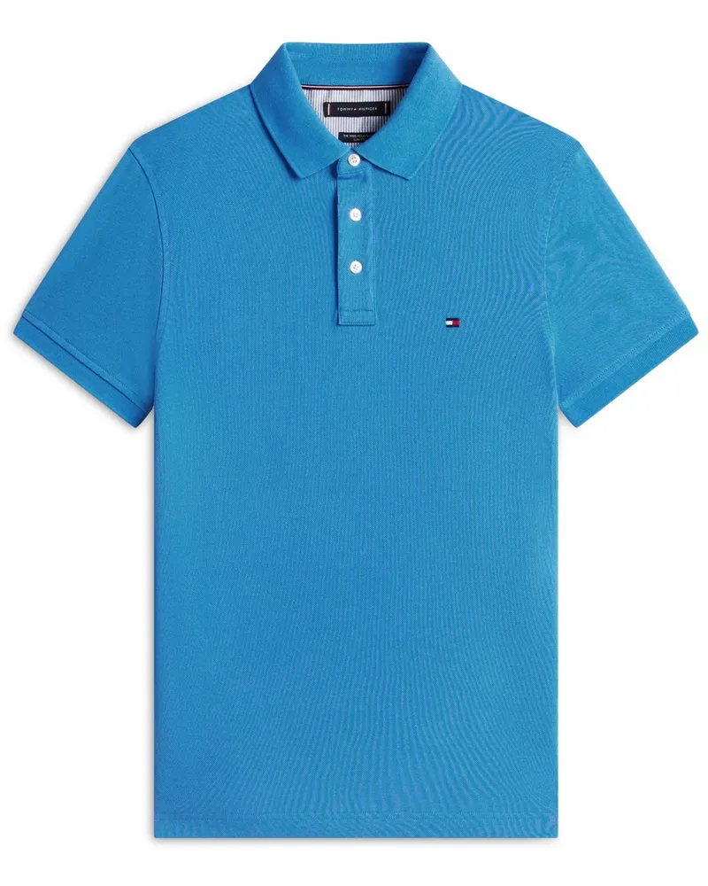 Tommy Hilfiger Piqué-Poloshirt 1985 mit Stretch und Logo-Stickerei, Slim Fit in Königsblau