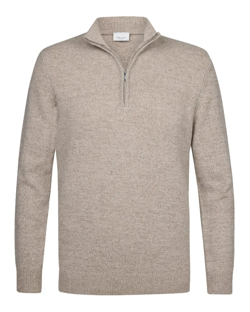 Profuomo Gestrickter Troyer aus zweifarbigen Garn in Beige