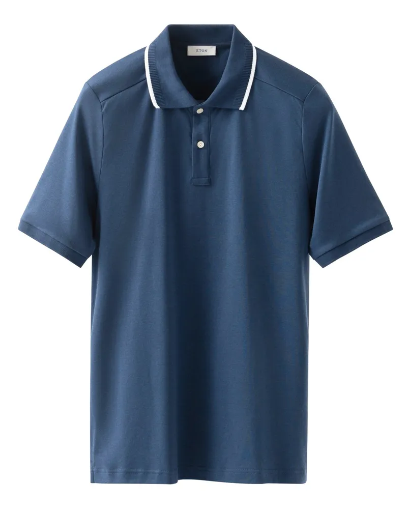 Eton Softes Feinstrick-Poloshirt aus Supima-Baumwolle, Medium in Mittelblau