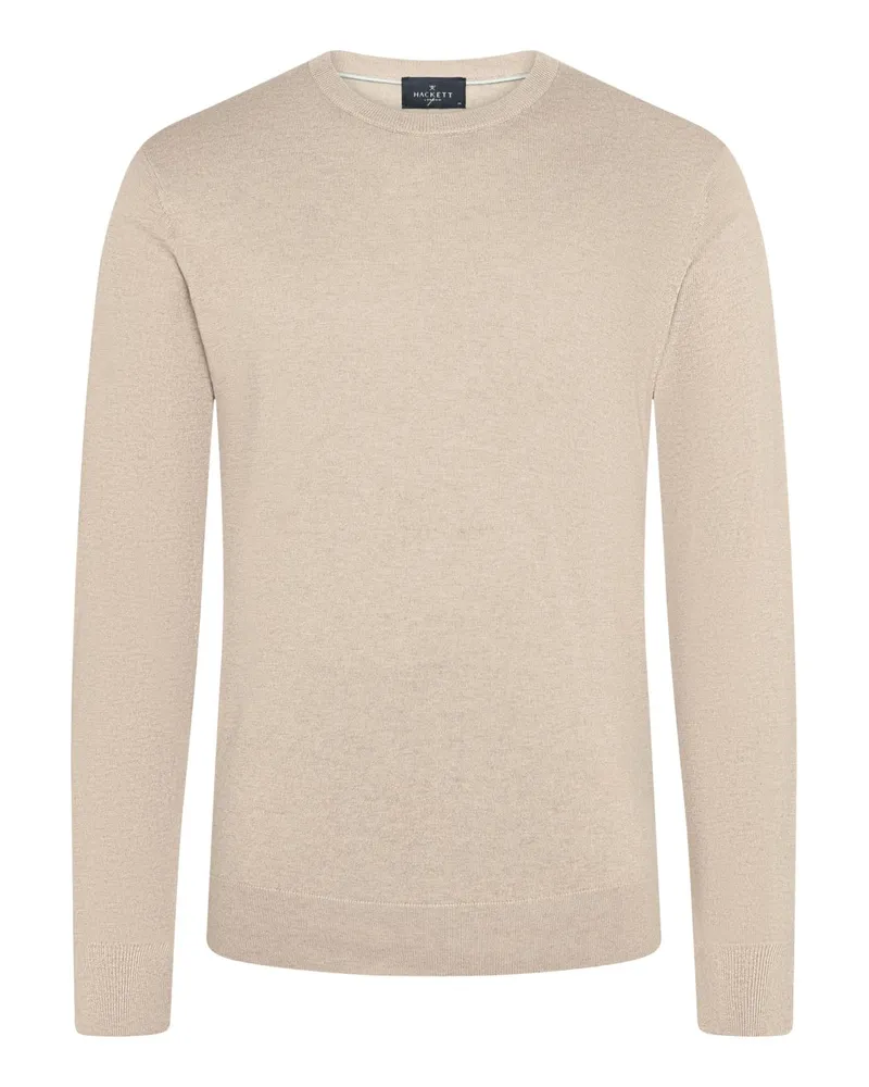 Hackett Softer Rundhalspullover aus einem Baumwolle-Kaschmir-Mix in Beige