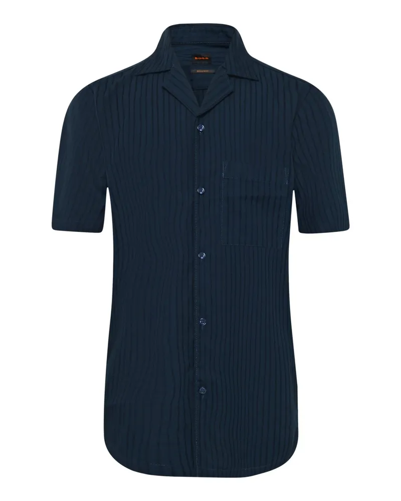 HUGO BOSS Kurzarmhemd aus Baumwolle in Marine