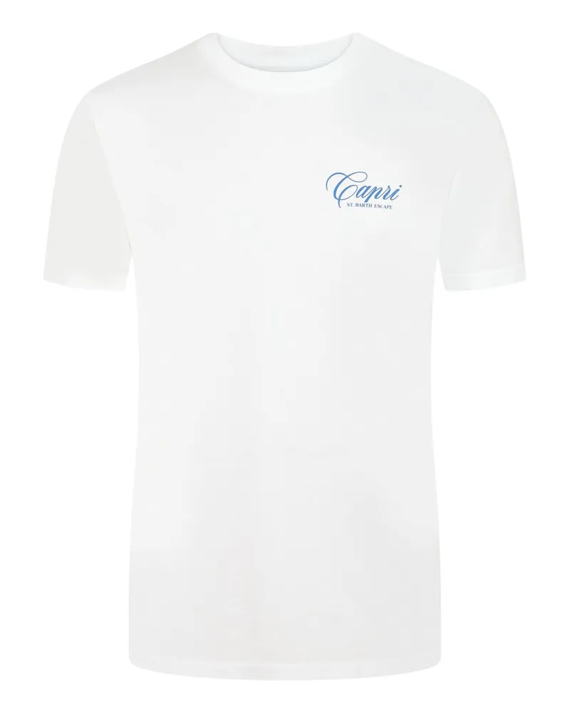MC2 Saint Barth Softes T-Shirt mit O-Neck und Capri-Rücken-Print in Weiß