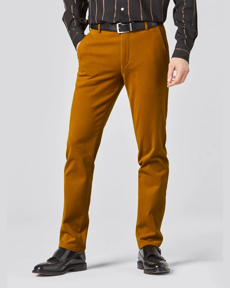 Meyer Hosen Cordhose Bonn aus Bio-Baumwolle mit Stretch, Modern Fit in Cognac