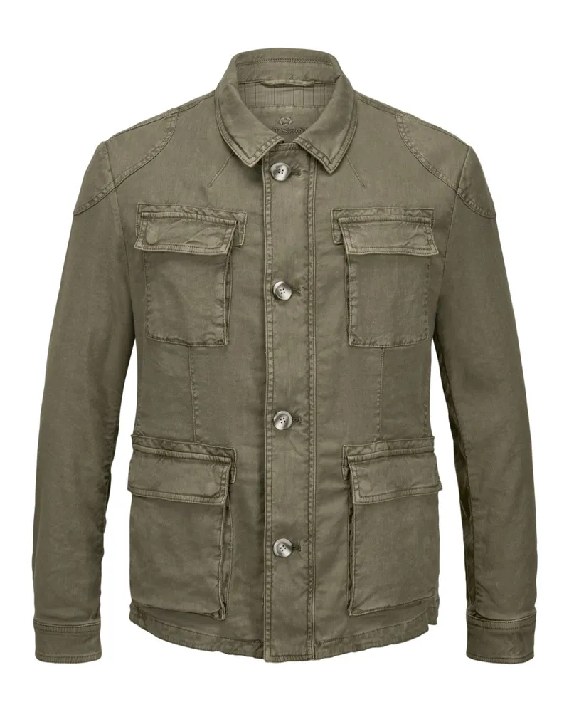 Milestone Leichtes Fieldjacket aus einem Leinen-Mix mit Stretch, Garment Dyed in Oliv
