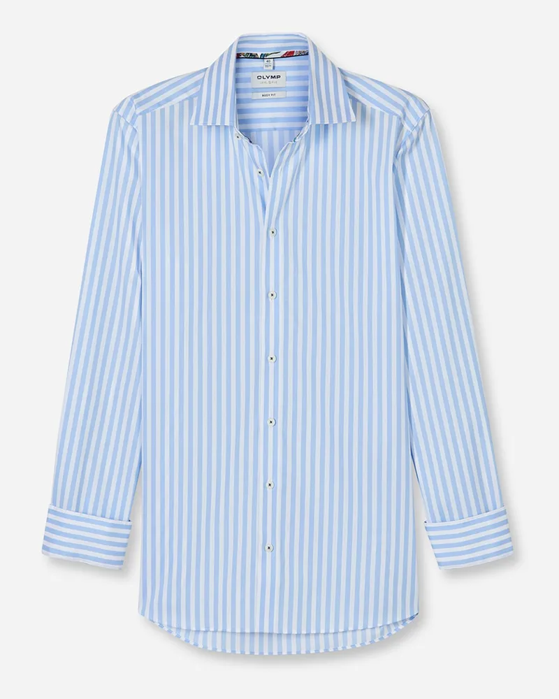 Olymp Level Five, Body Fit, Stretch-Hemd mit Streifenmuster in Hellblau