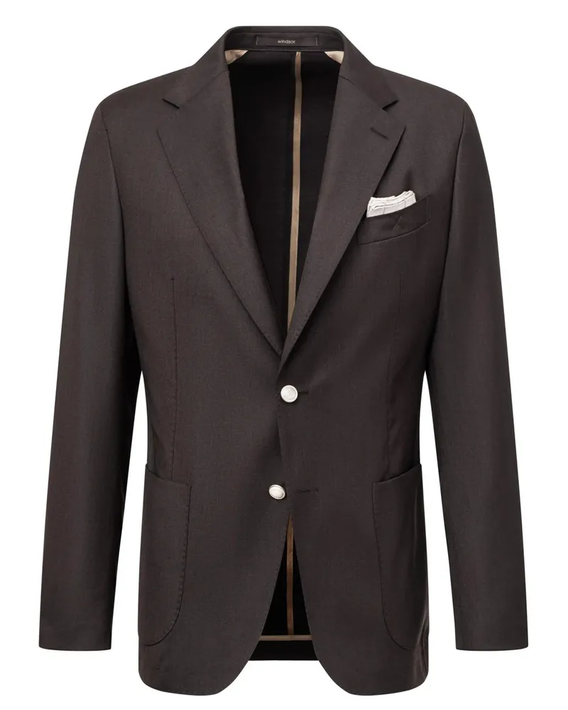 windsor. Ungefütterter Schurwoll-Blazer mit Schmuckknöpfen, Shaped Fit in Dunkelbraun