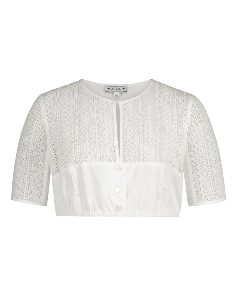 Amsel Dirndlbluse Selma mit Spitzendetails in Weiß