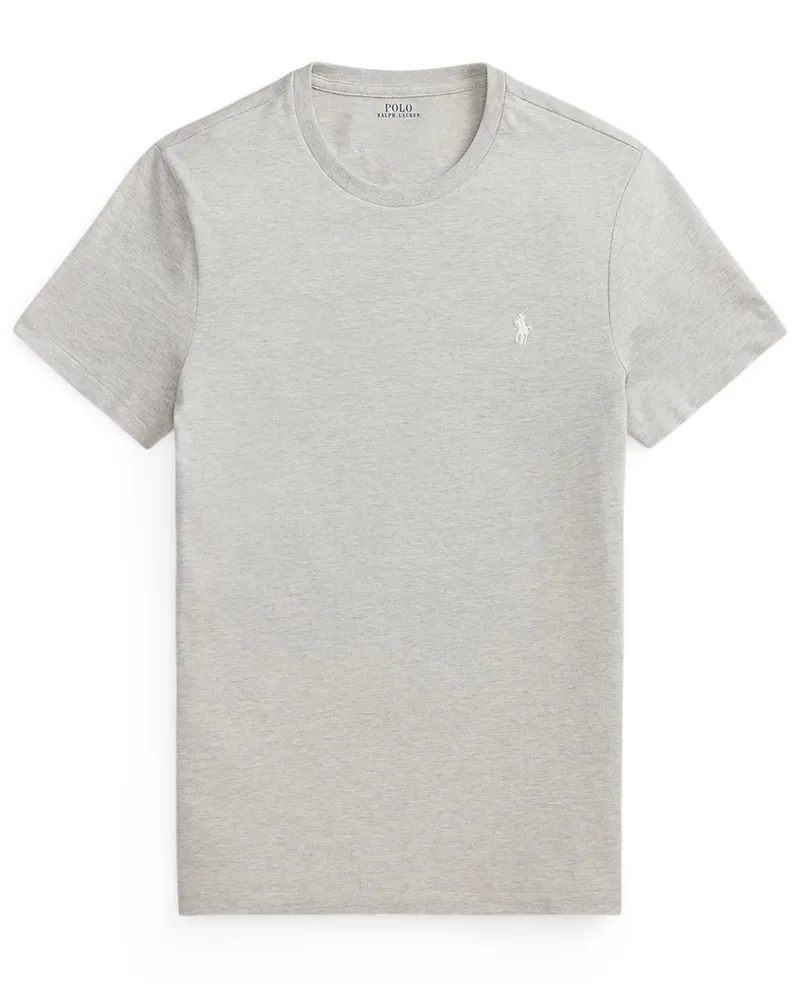 Ralph Lauren Leichtes T-Shirt aus Baumwolle mit Logo-Stickerei, Custom Slim Fit in Hellgrau
