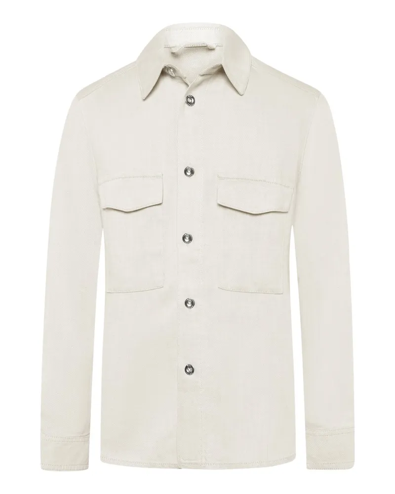 MAC Jeans Overshirt aus einem Lyocell-Leinen-Mix mit Kentkragen in Natur