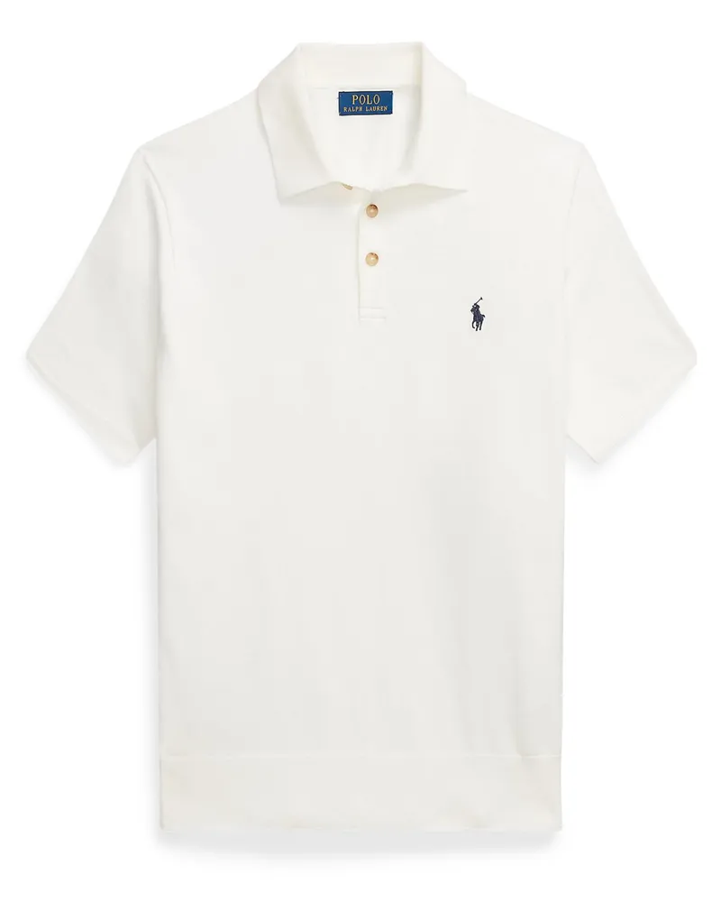 Ralph Lauren Feinstrick-Poloshirt aus Baumwolle mit Logo-Stickerei in Offwhite