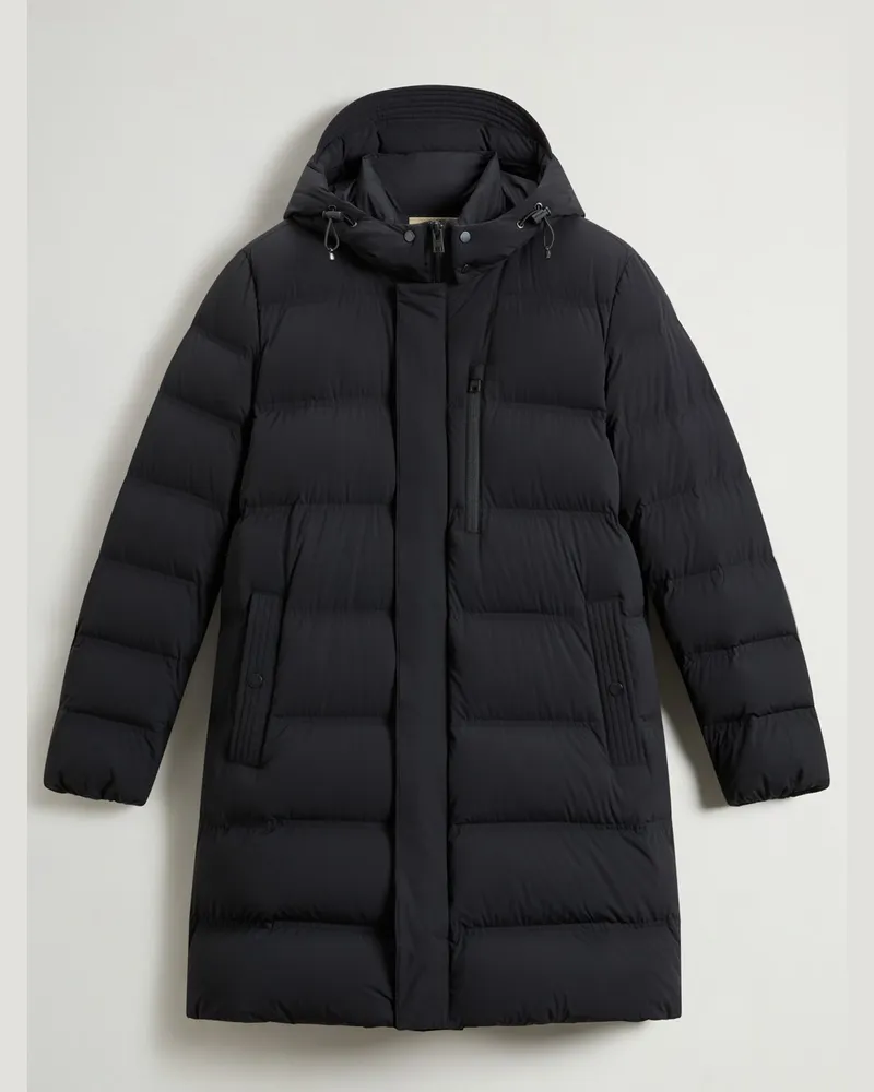 Woolrich Wasserabweisender Daunen-Parka mit Stretch-Haptik und Steppmuster in Schwarz