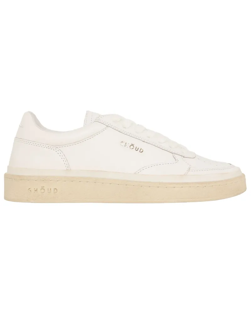 GHŌUD Low Top Leder-Sneaker in dezenter Used-Optik in Weiß