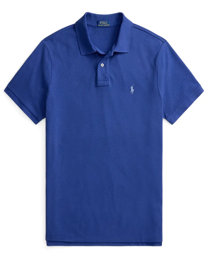 Ralph Lauren Piqué-Poloshirt mit Logo-Stickerei, Custom Slim Fit in Blau