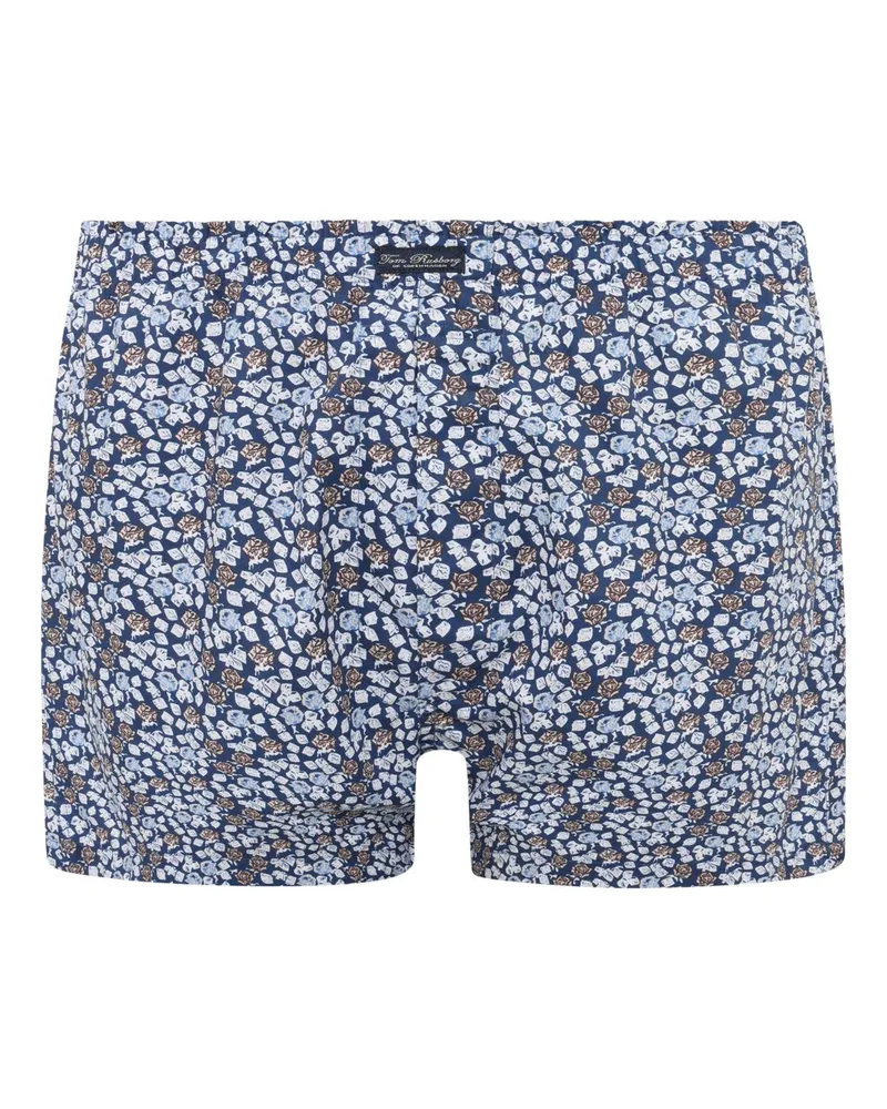 Tom Rusborg Gemusterte Boxershorts aus Baumwolle mit elastischem Bund in Marine