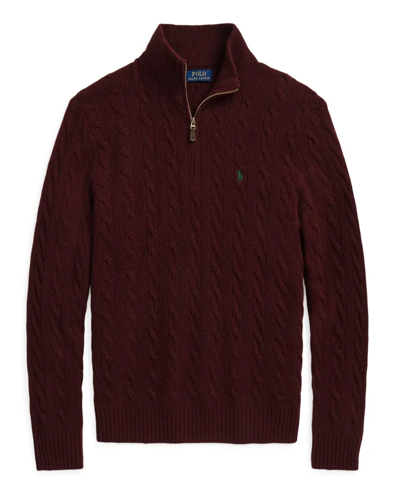Ralph Lauren Troyer aus Wolle mit Kaschmir in Zopfstrick-Optik in Bordeaux