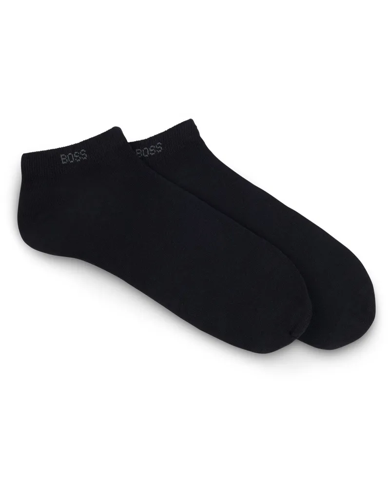 HUGO BOSS 2er Pack Sneakersocken mit Stretchanteil und Label-Schriftzug in Schwarz